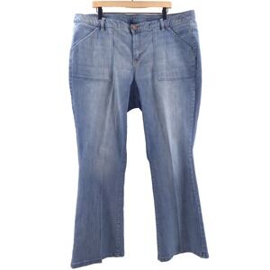 Lane Bryant Womens Jeans Mid Rise Boot 24 Regular Blue Light Wash Patch Pocket